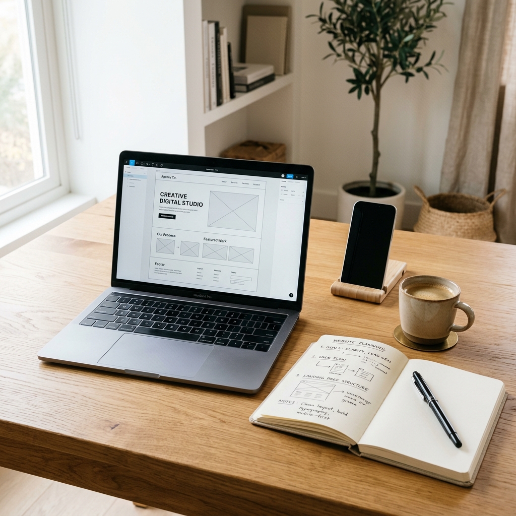 Espaço de trabalho criativo de Desenvolvimento e Design de Sites